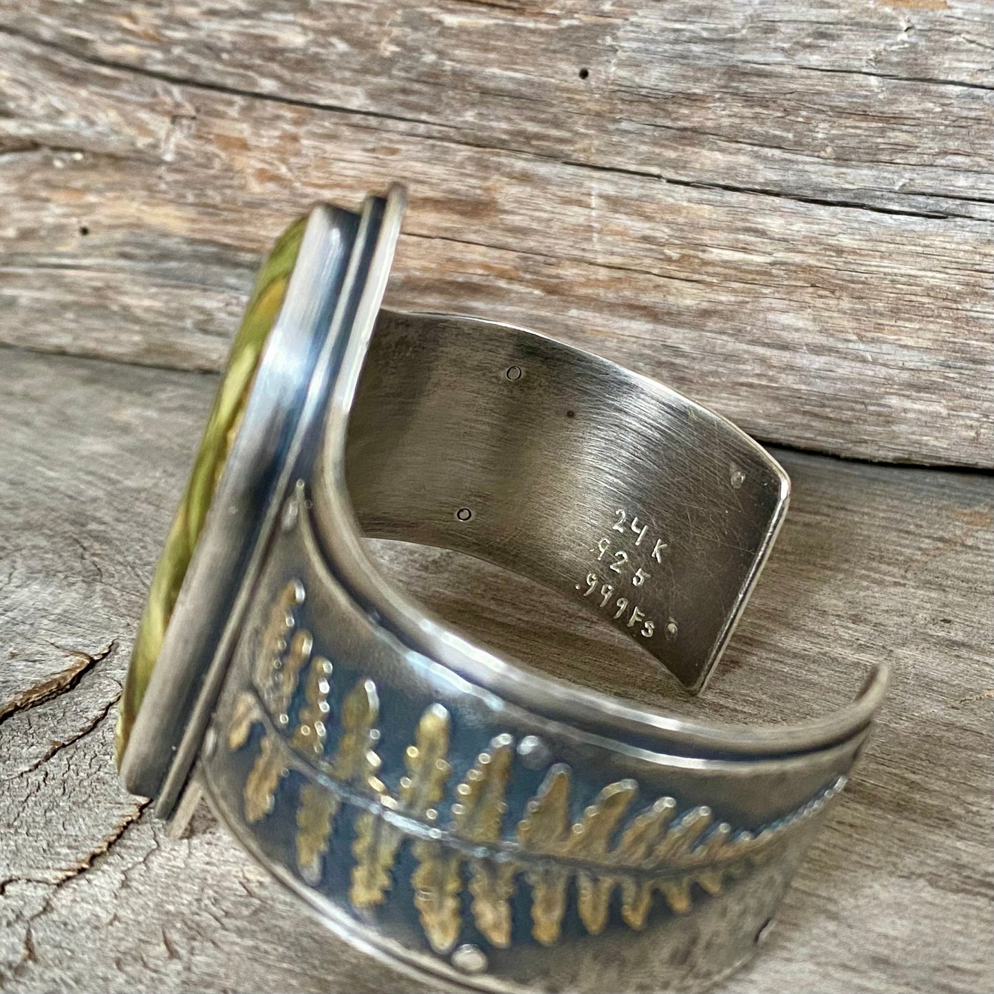 Reserved for Veronica Forest Light Morrisonite Jasper Statement Cuff