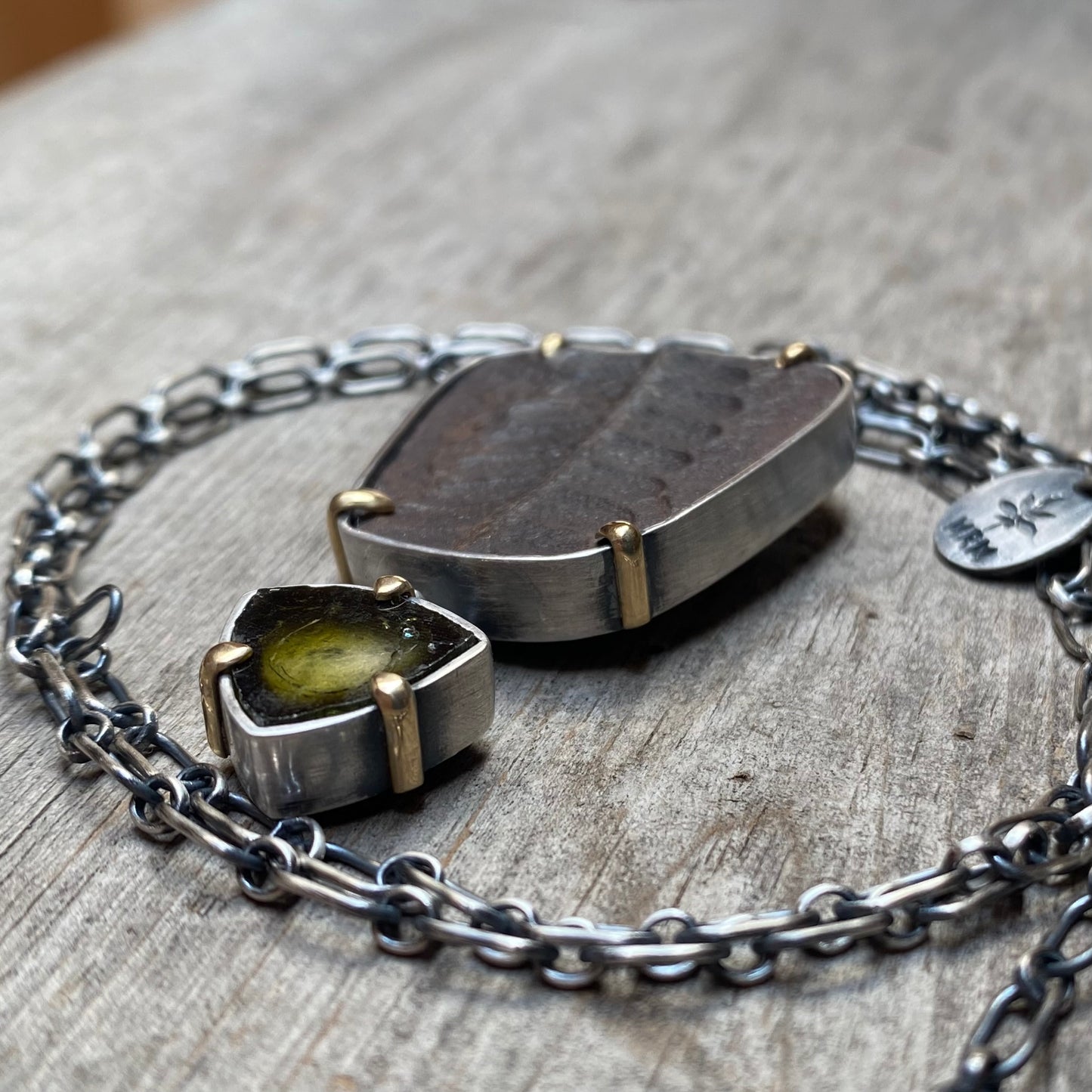 Fern Fossil and Tourmaline Forest Light Pendant