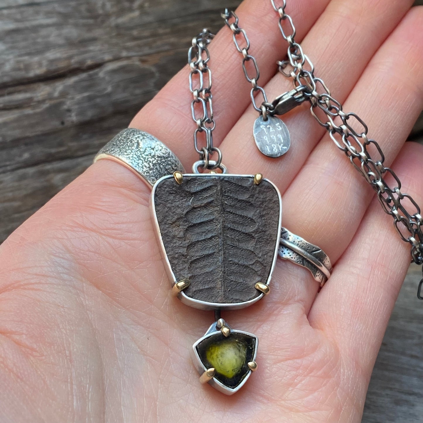 Fern Fossil and Tourmaline Forest Light Pendant