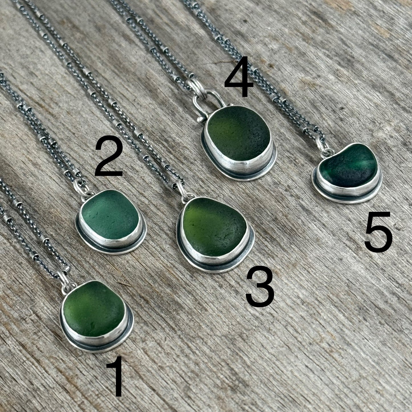 Colors of the Forest Green Sea Glass Pendants