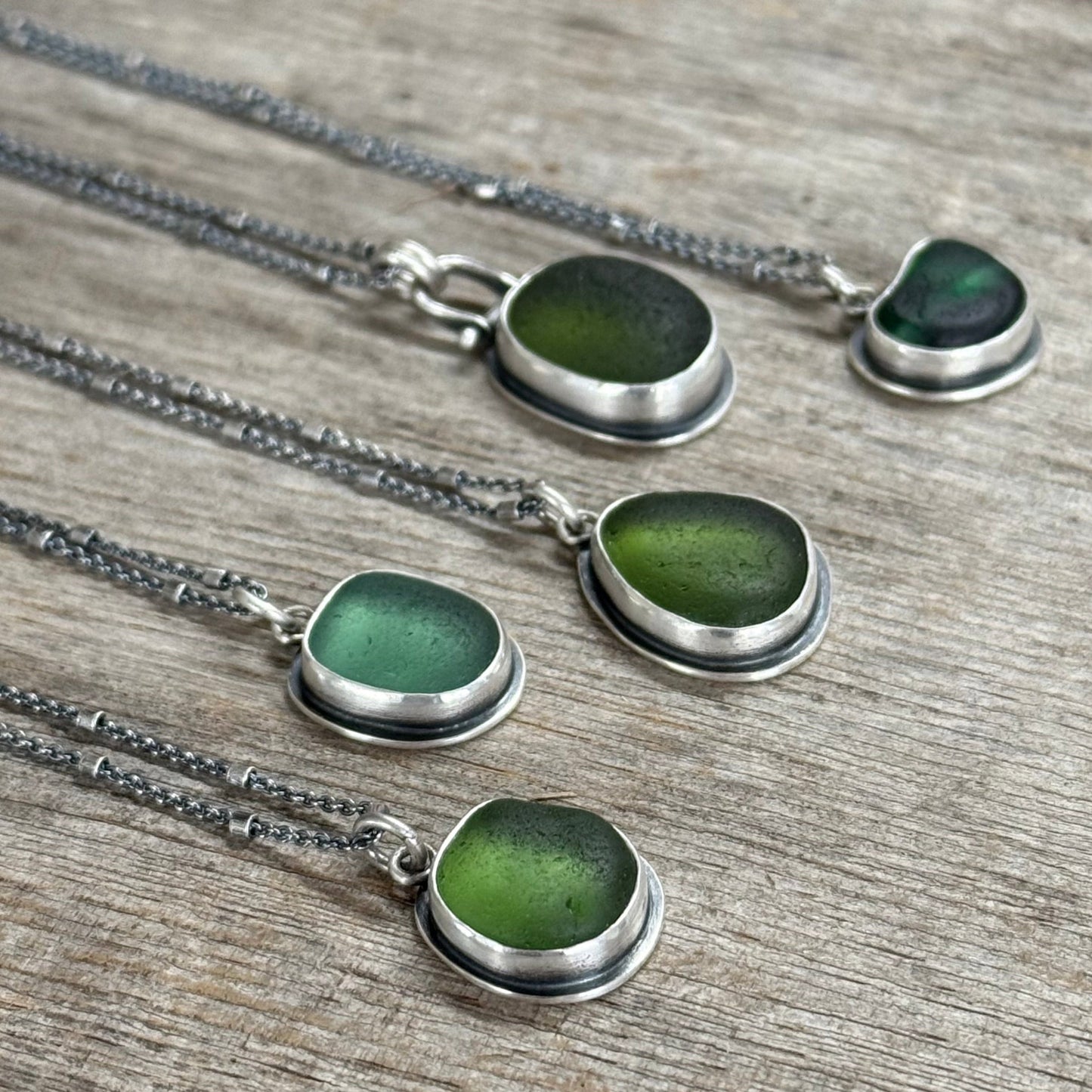 Colors of the Forest Green Sea Glass Pendants