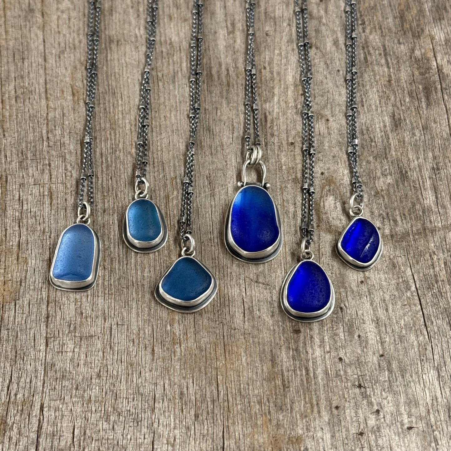Colors of the sea blue sea glass pendants