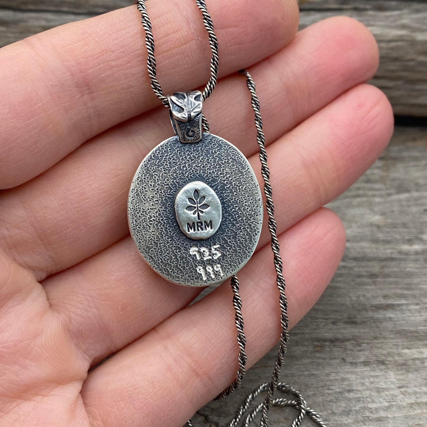 Oregon lady fern green jasper pendant