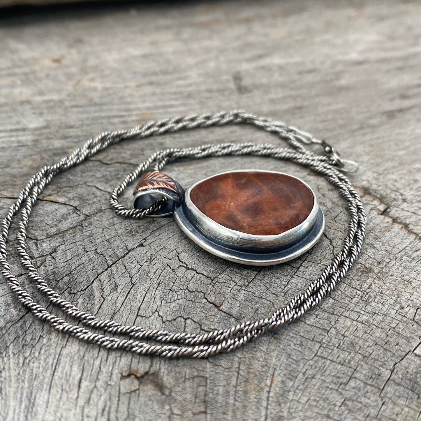 Oregon red jasper fallen leaves pendant