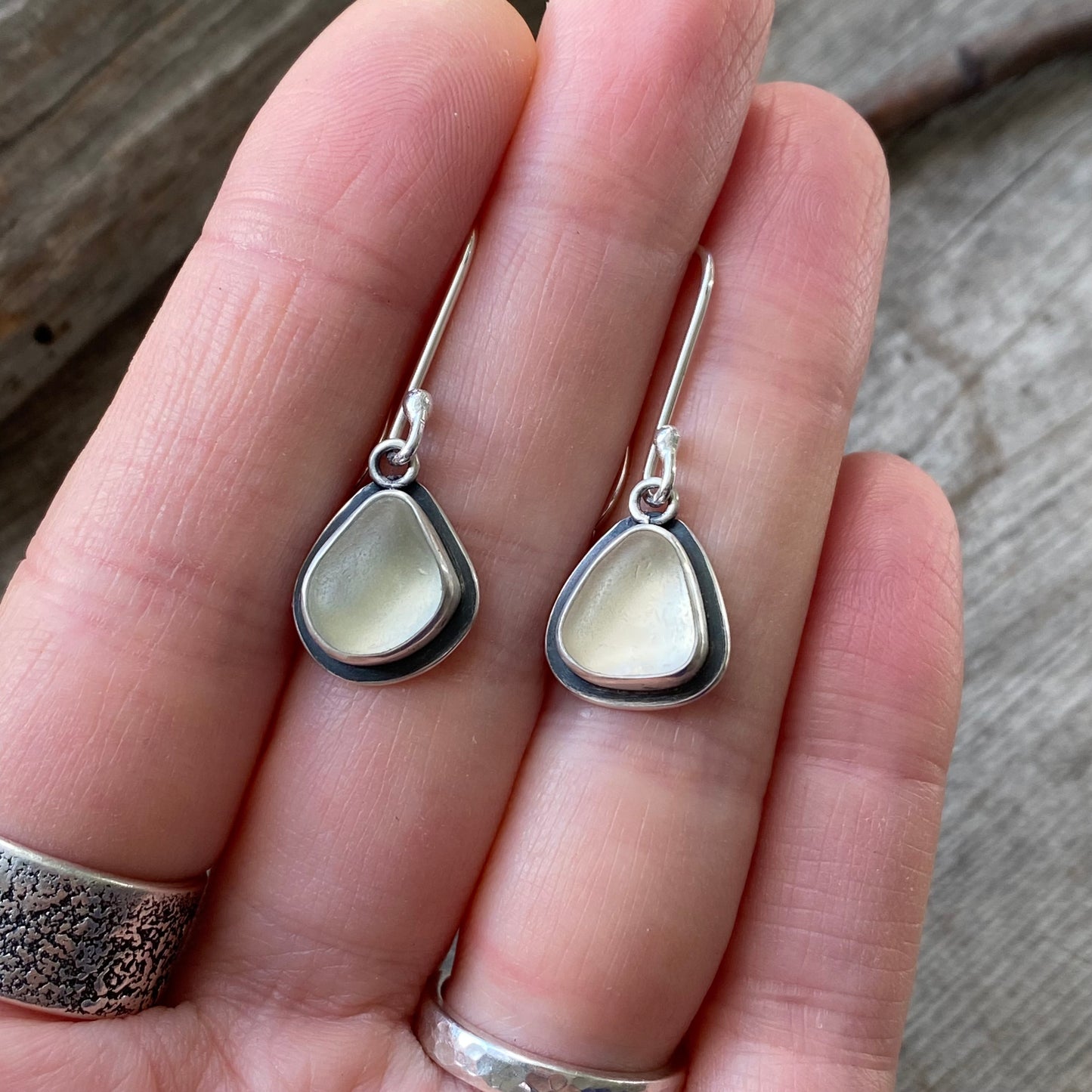 Winter White Vancouver Island Classic Sea Glass Dangles