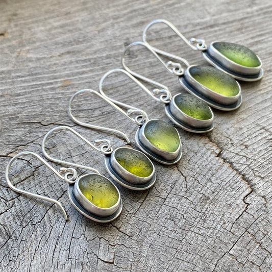 Green Vancouver Island Classic Sea Glass Dangles
