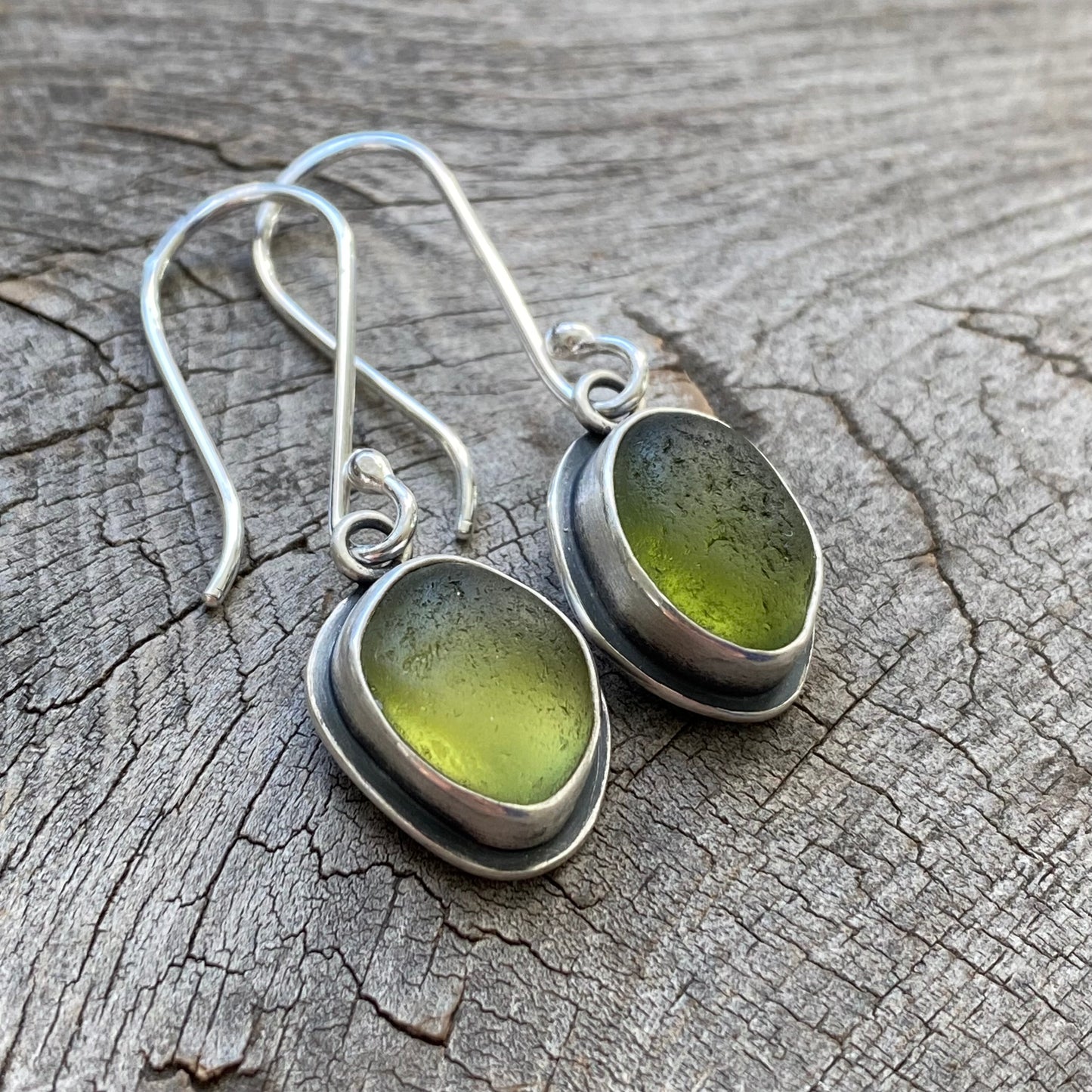 Green Vancouver Island Classic Sea Glass Dangles