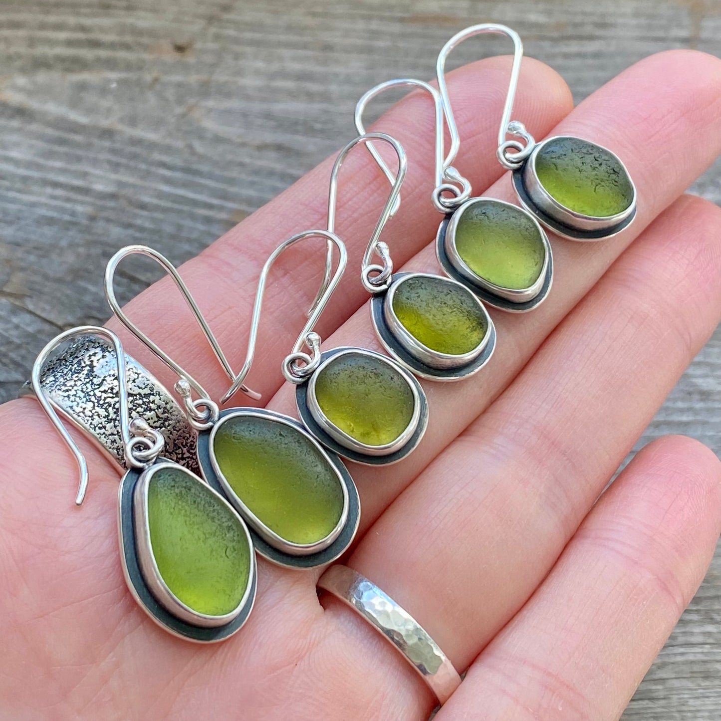 Green Vancouver Island Classic Sea Glass Dangles