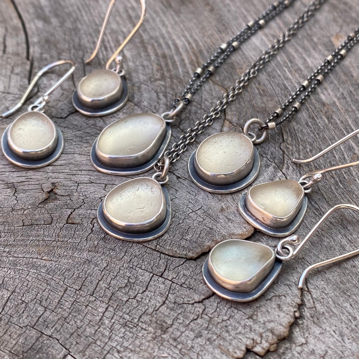 Winter White Vancouver Island Classic Sea Glass Dangles