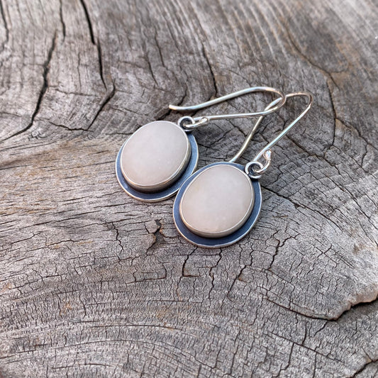 White Quartzite Vancouver Island Classic Sea Glass Dangles