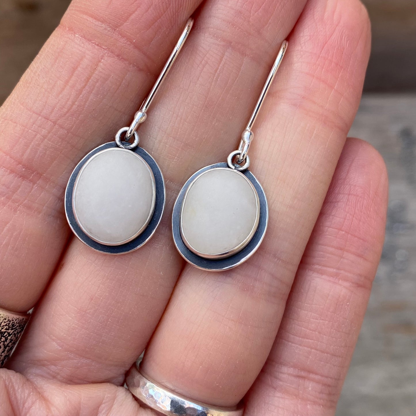 White Quartzite Vancouver Island Classic Sea Glass Dangles