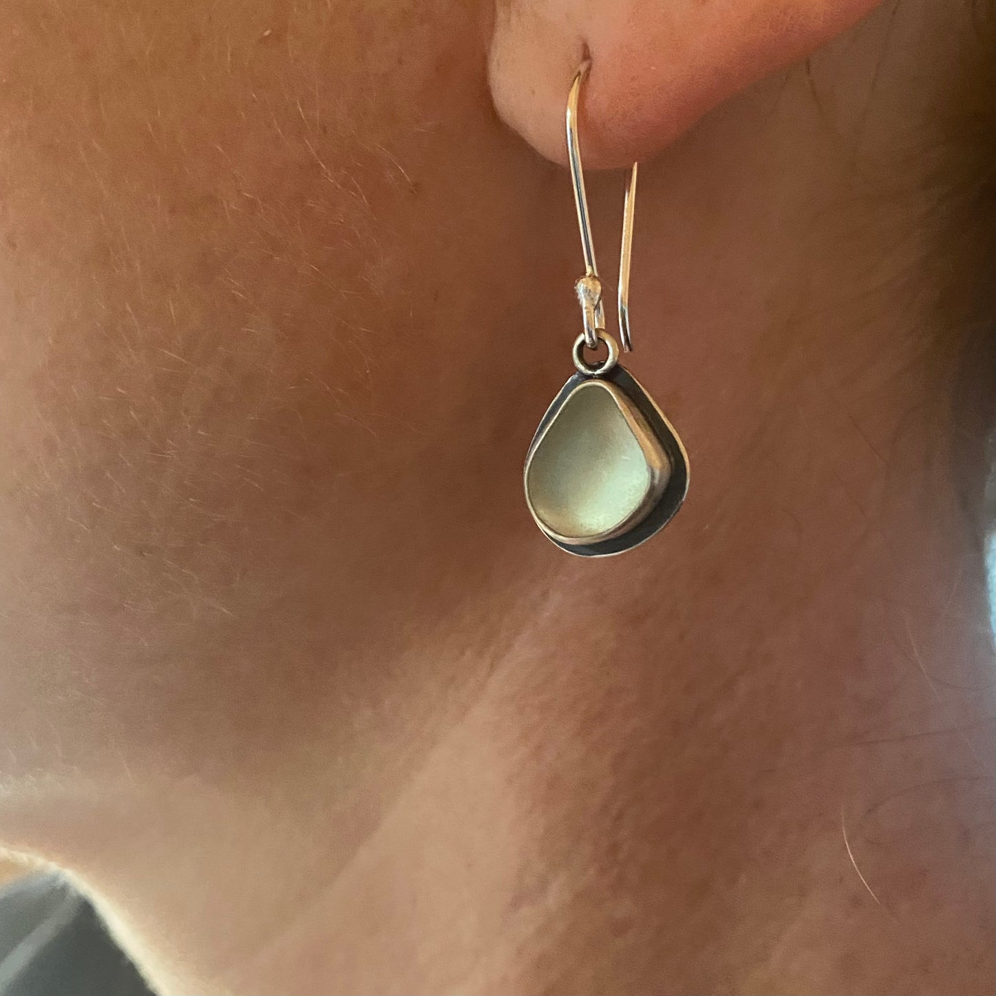 Winter White Vancouver Island Classic Sea Glass Dangles