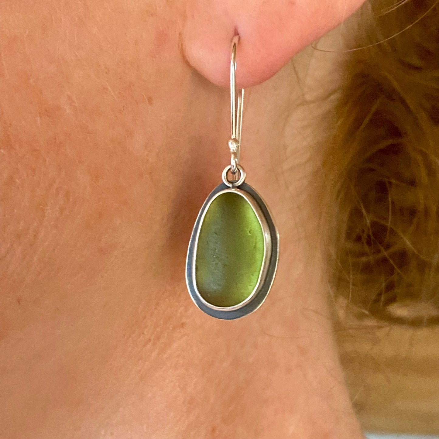 Green Vancouver Island Classic Sea Glass Dangles