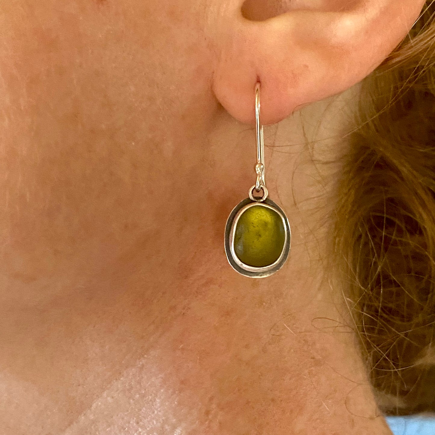 Green Vancouver Island Classic Sea Glass Dangles