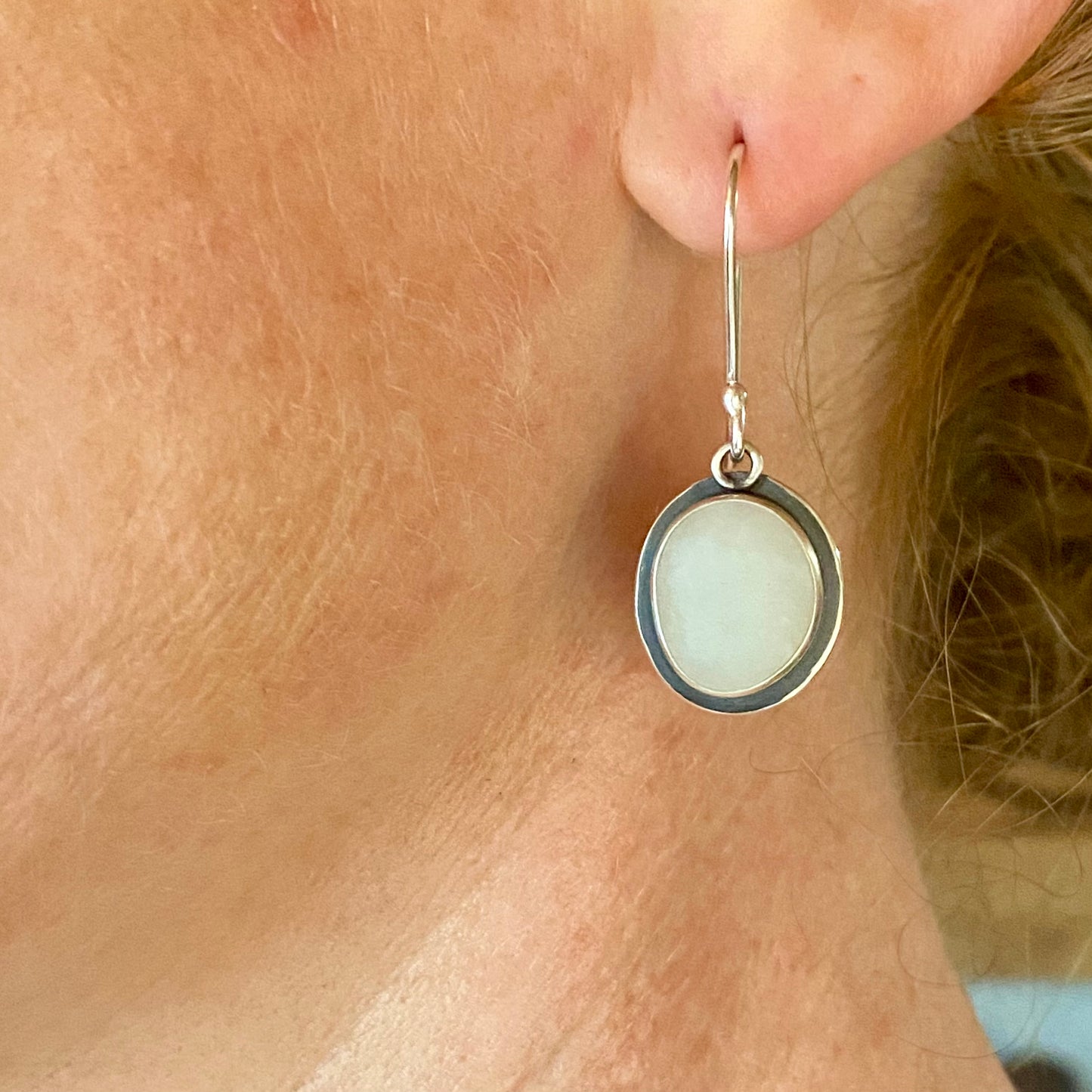 White Quartzite Vancouver Island Classic Sea Glass Dangles