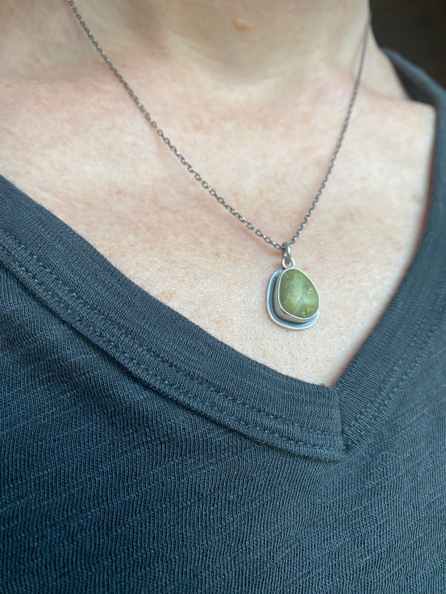 Colors of the Forest Green Beach Stone Pendants