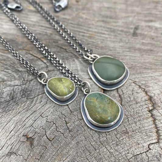 Colors of the Forest Green Beach Stone Pendants