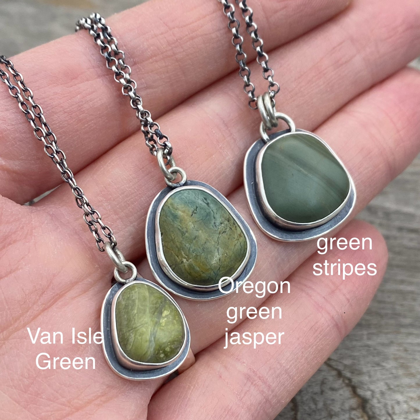 Colors of the Forest Green Beach Stone Pendants