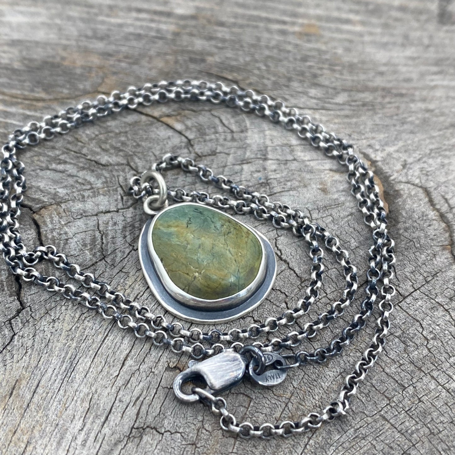 Colors of the Forest Green Beach Stone Pendants