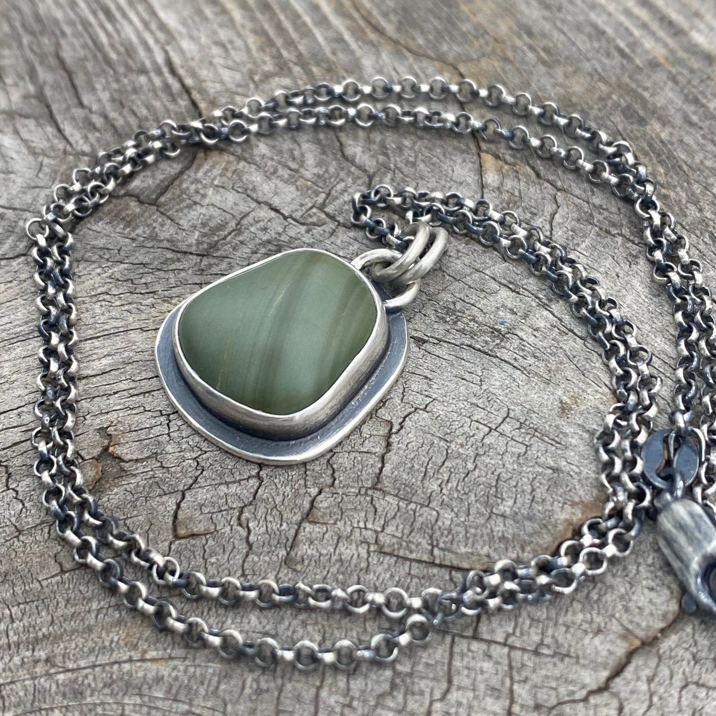 Colors of the Forest Green Beach Stone Pendants