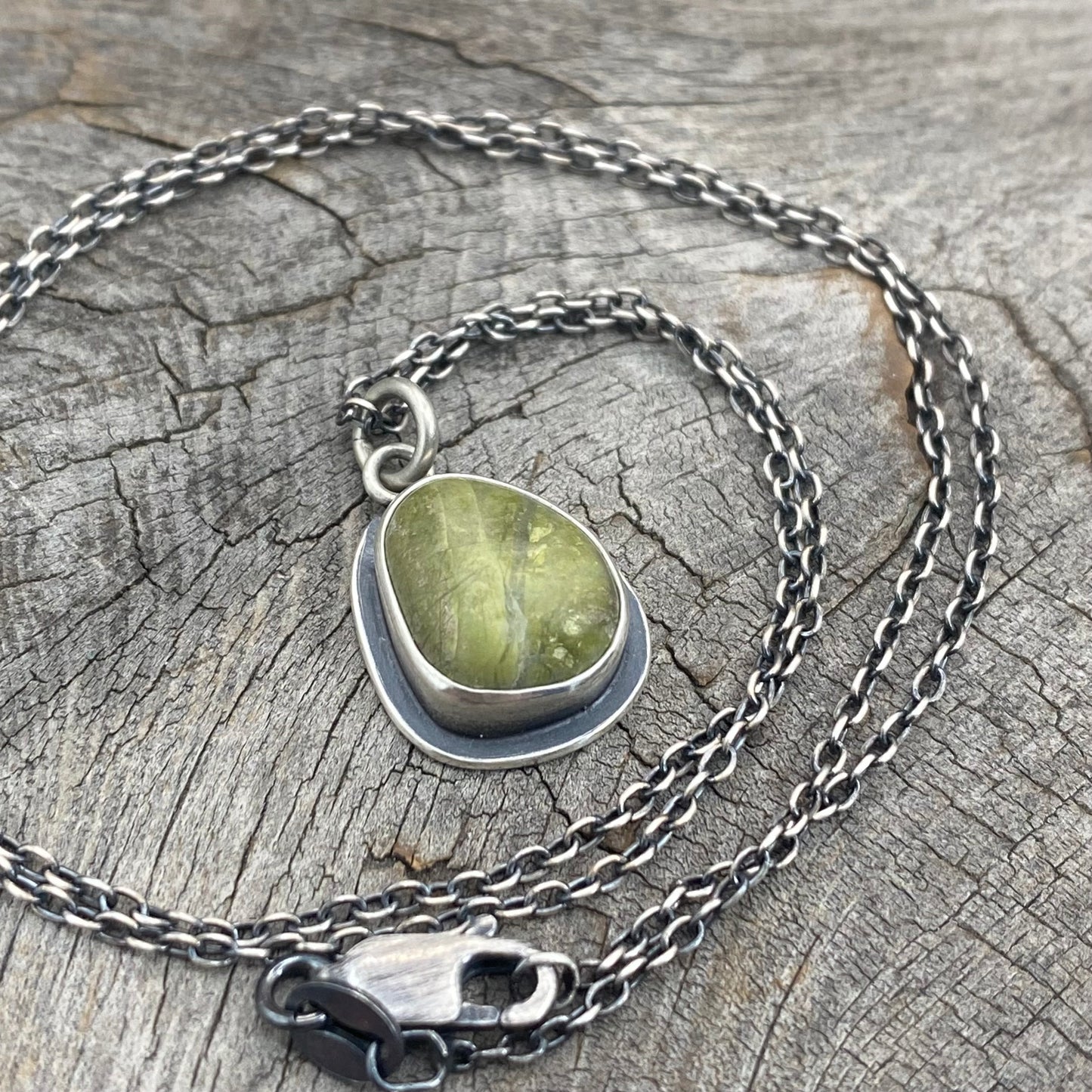 Colors of the Forest Green Beach Stone Pendants