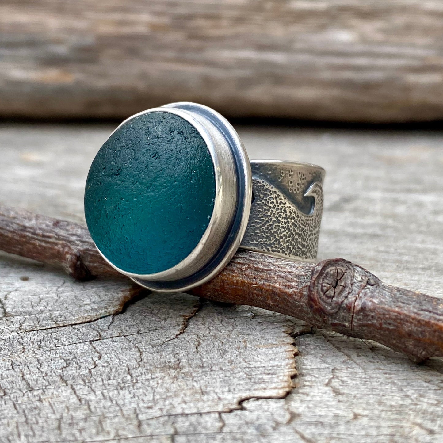 Changing Tides Genuine Sea Glass Ring (Wide Band)