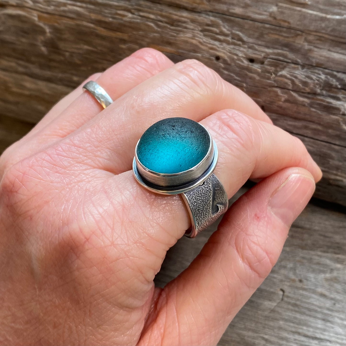 Changing Tides Genuine Sea Glass Ring (Wide Band)