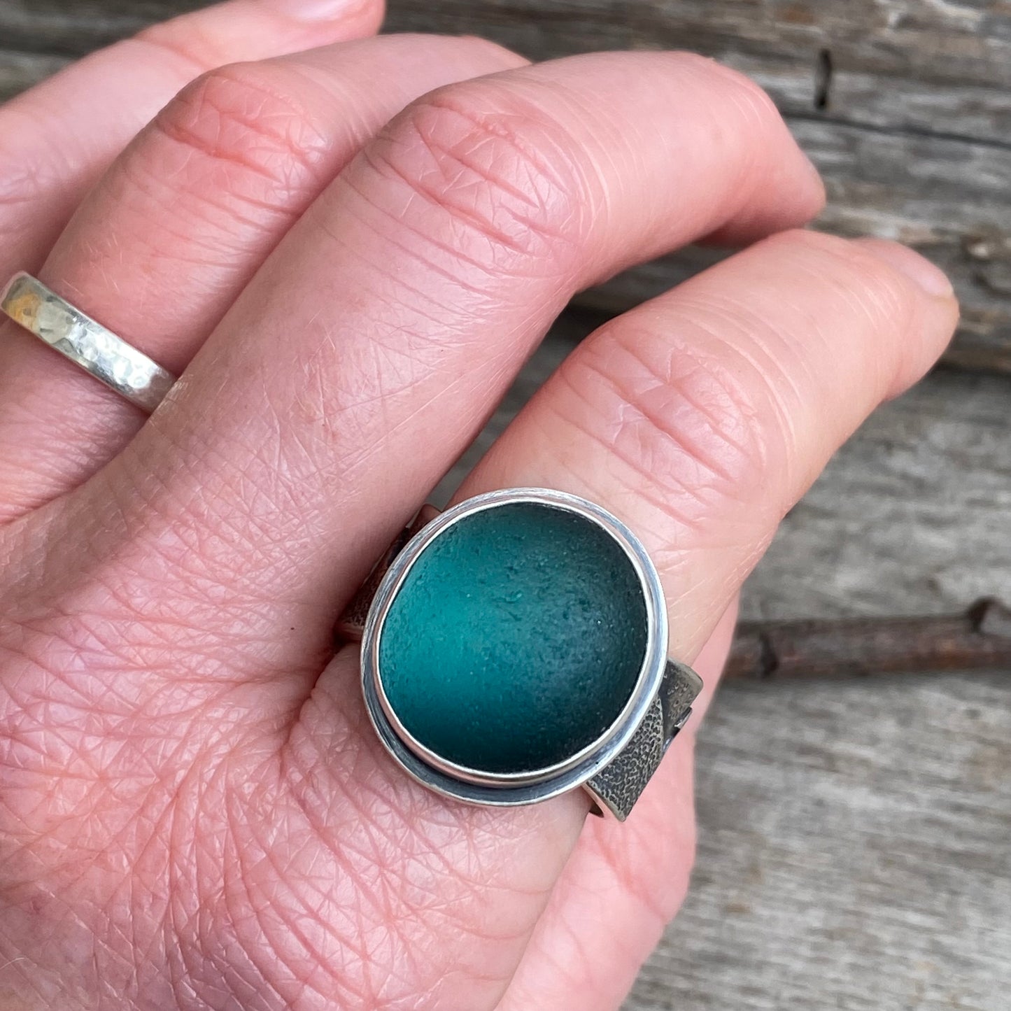 Changing Tides Genuine Sea Glass Ring (Wide Band)