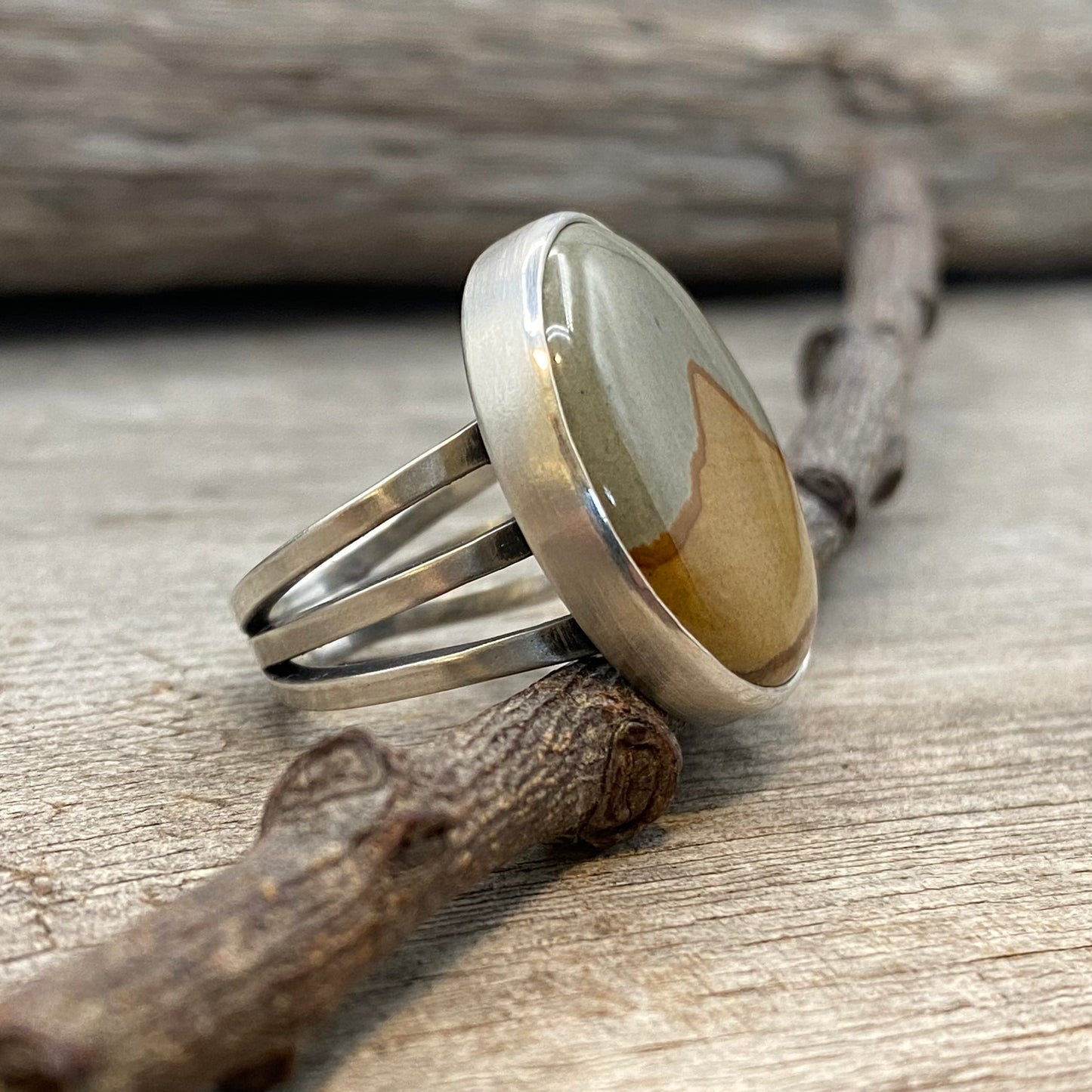 Oregon Blue Mustang Picture Jasper Mountain Ring