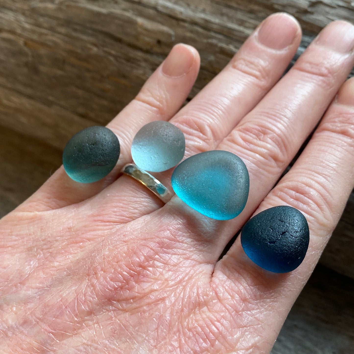 Changing Tides Genuine Sea Glass Rings (Made-to-size Wide Band)