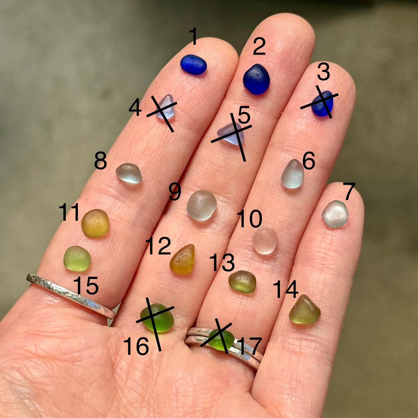 Shore-bound Tiny Sea Glass Rings