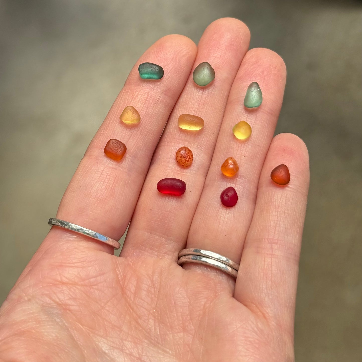 Shore-bound Tiny Sea Glass Rings