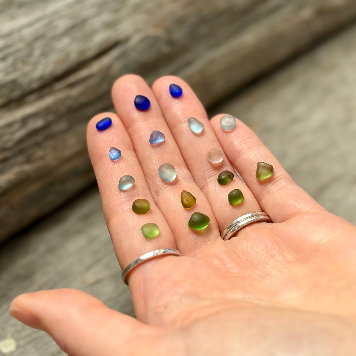 Shore-bound Tiny Sea Glass Rings
