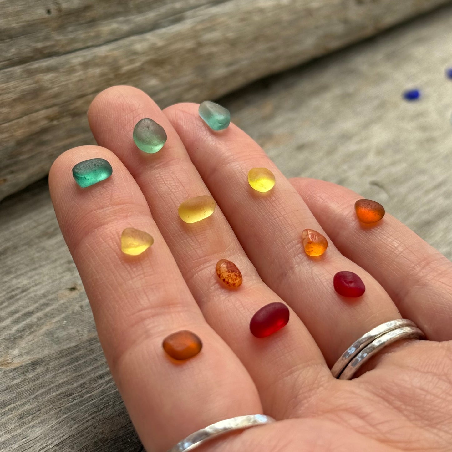 Shore-bound Tiny Sea Glass Rings