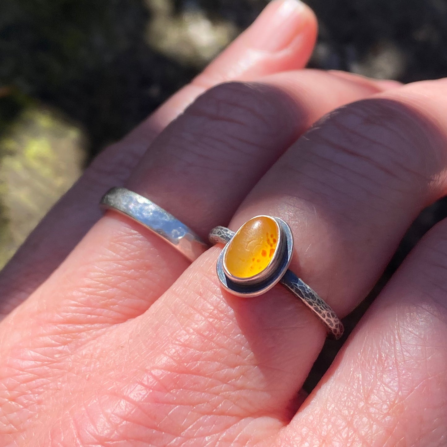Ocean Tumbled Pacific Northwest Agate Tiny Ring size 7.0/7.25