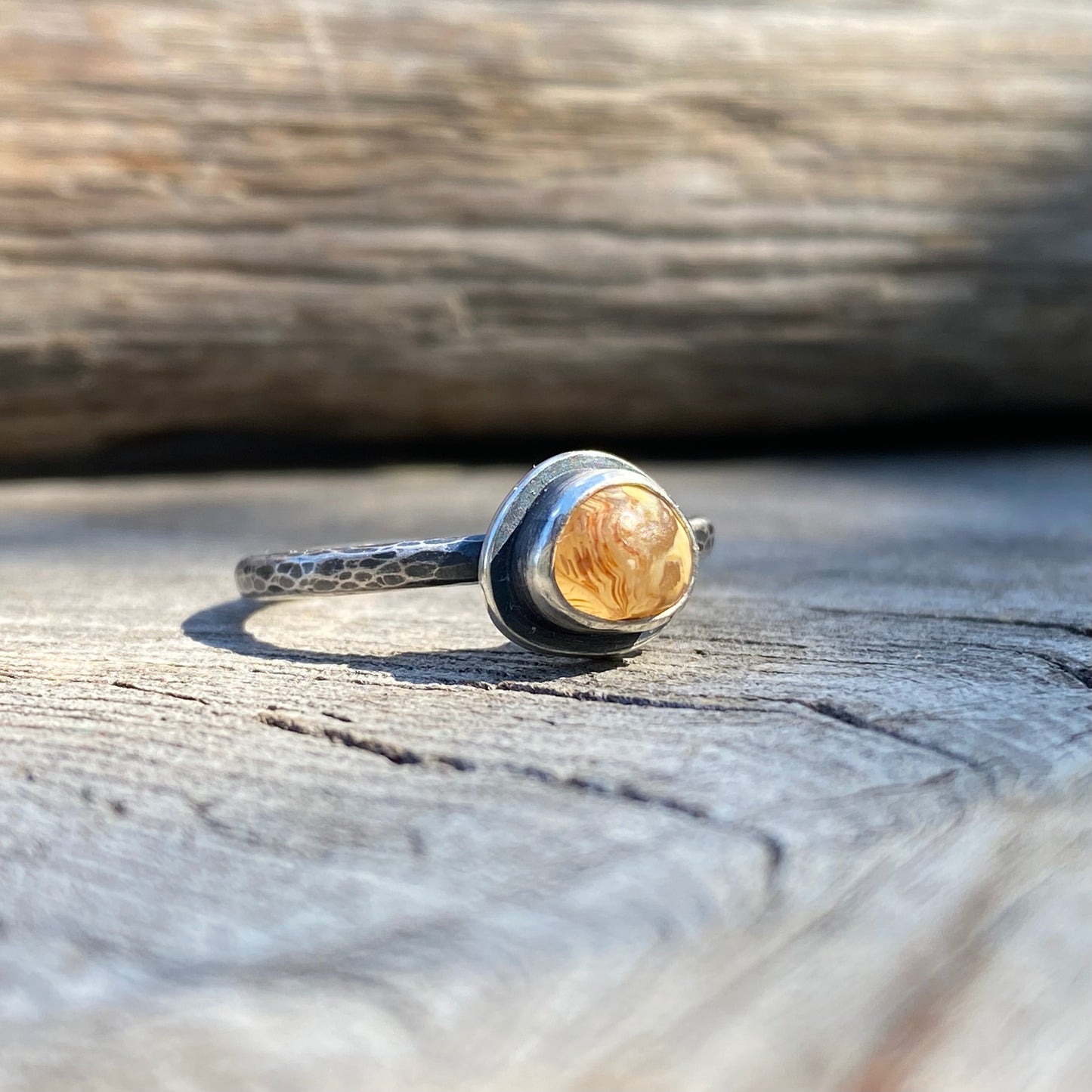 Ocean Tumbled Pacific Northwest Agate Tiny Ring size 8.0