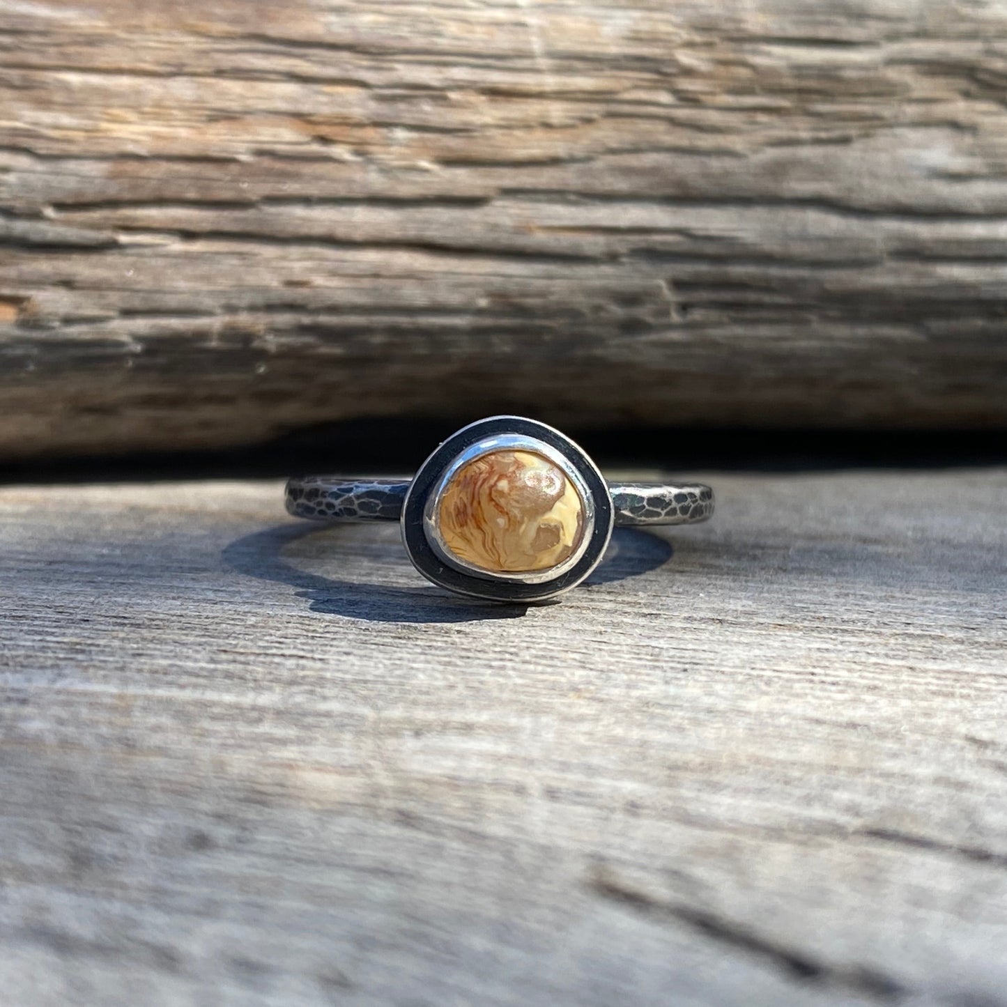 Ocean Tumbled Pacific Northwest Agate Tiny Ring size 8.0