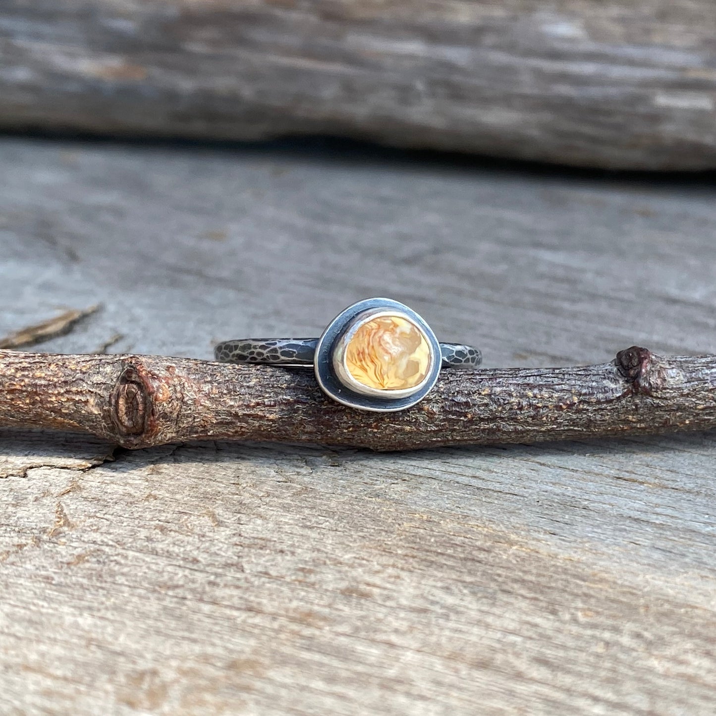 Ocean Tumbled Pacific Northwest Agate Tiny Ring size 8.0
