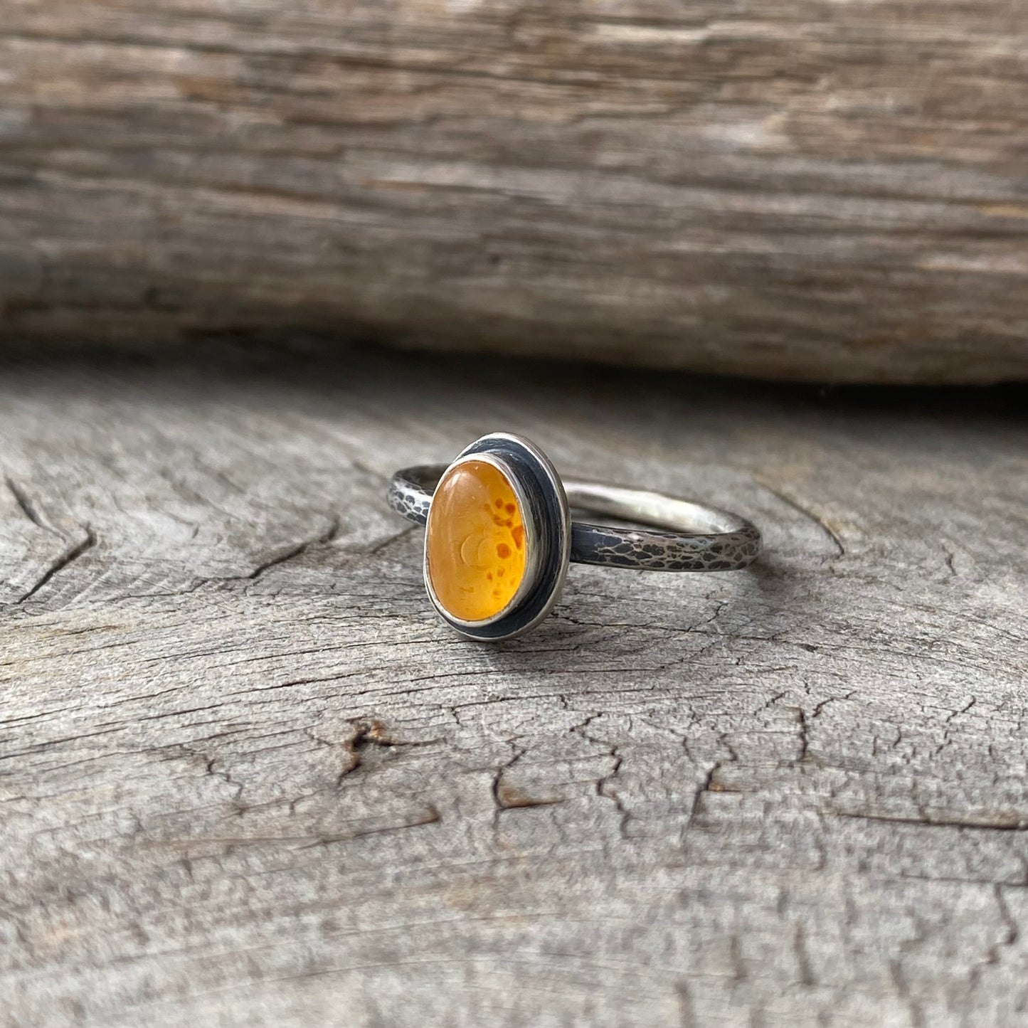 Ocean Tumbled Pacific Northwest Agate Tiny Ring size 7.0/7.25