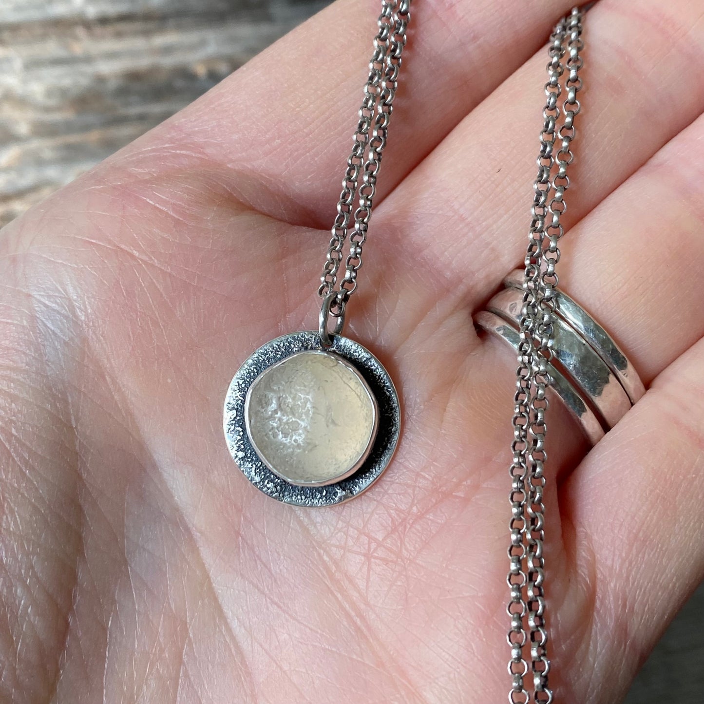 Ocean Tumbled White Pacific Northwest Agate Pendant
