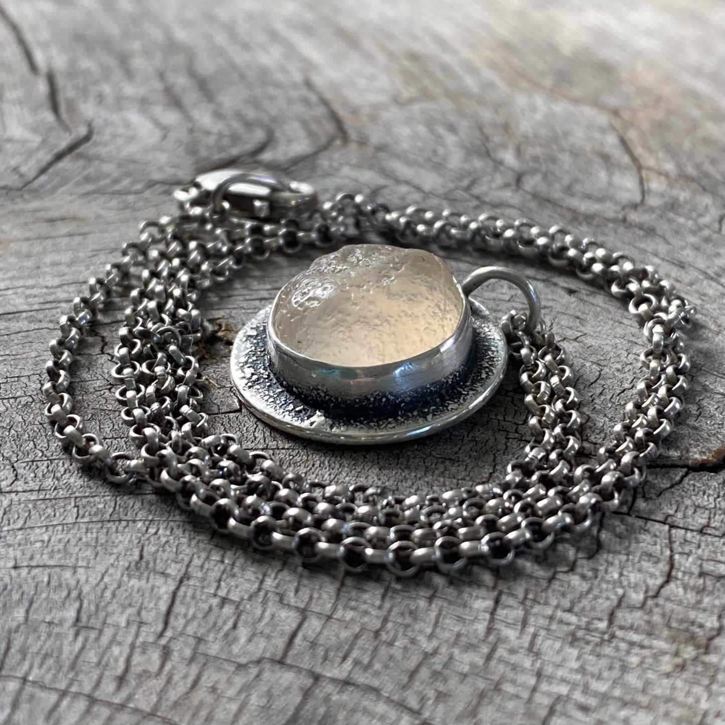 Ocean Tumbled White Pacific Northwest Agate Pendant