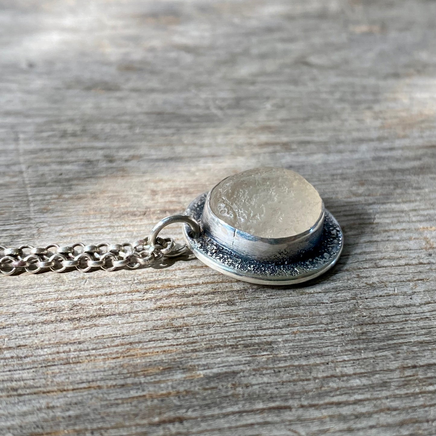 Ocean Tumbled White Pacific Northwest Agate Pendant