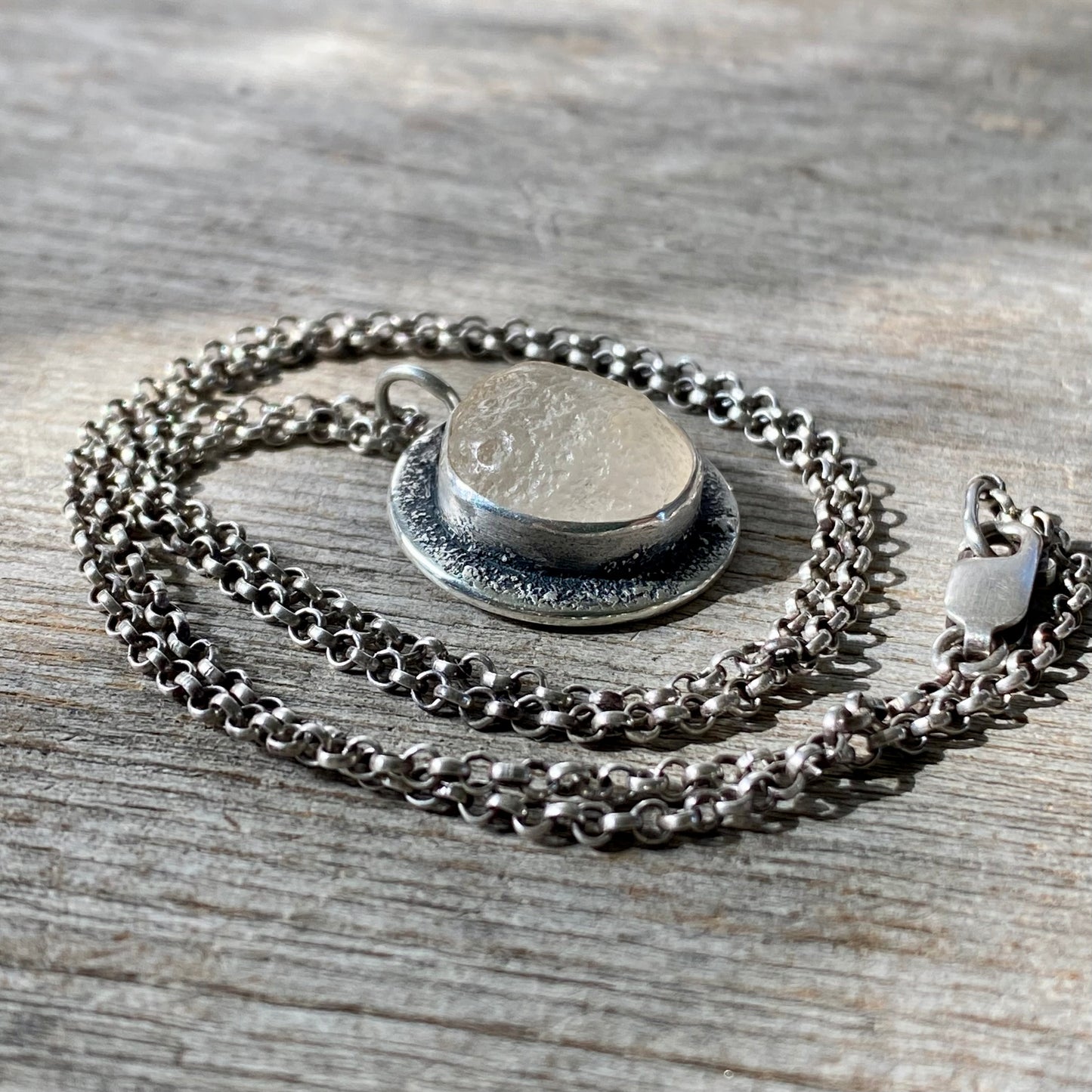 Ocean Tumbled White Pacific Northwest Agate Pendant
