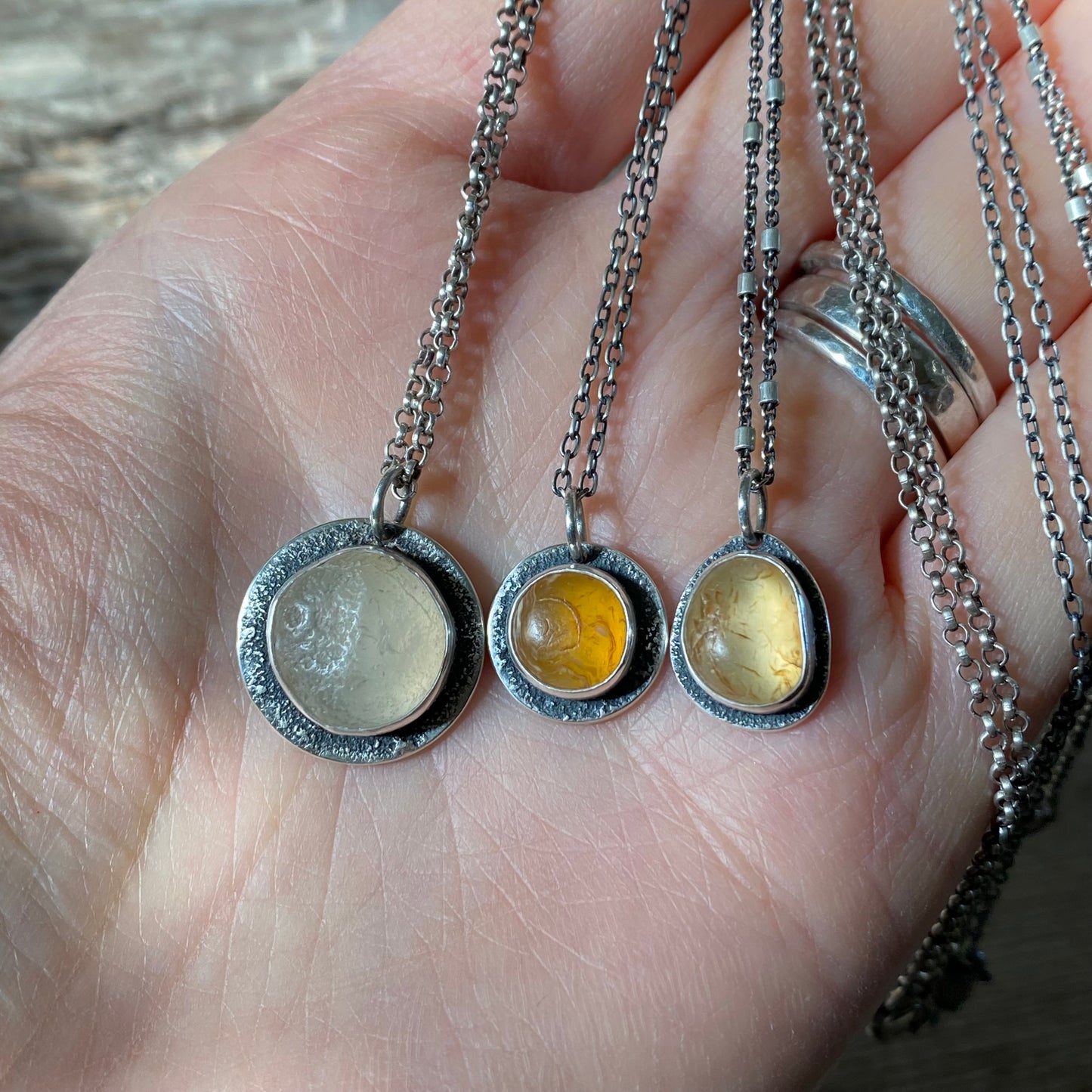 Ocean Tumbled White Pacific Northwest Agate Pendant