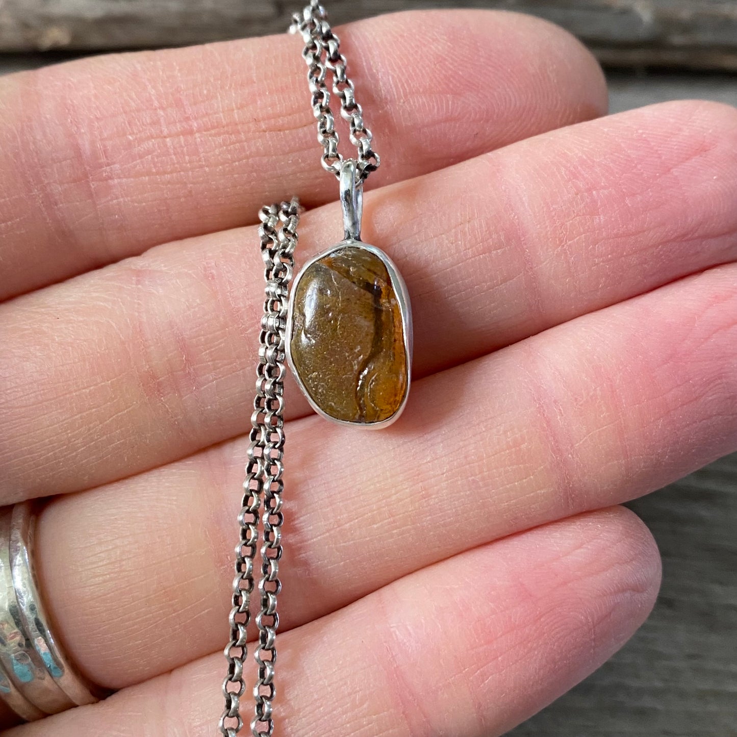 Ocean Tumbled Pacific Northwest Agate Pendant With Open Back
