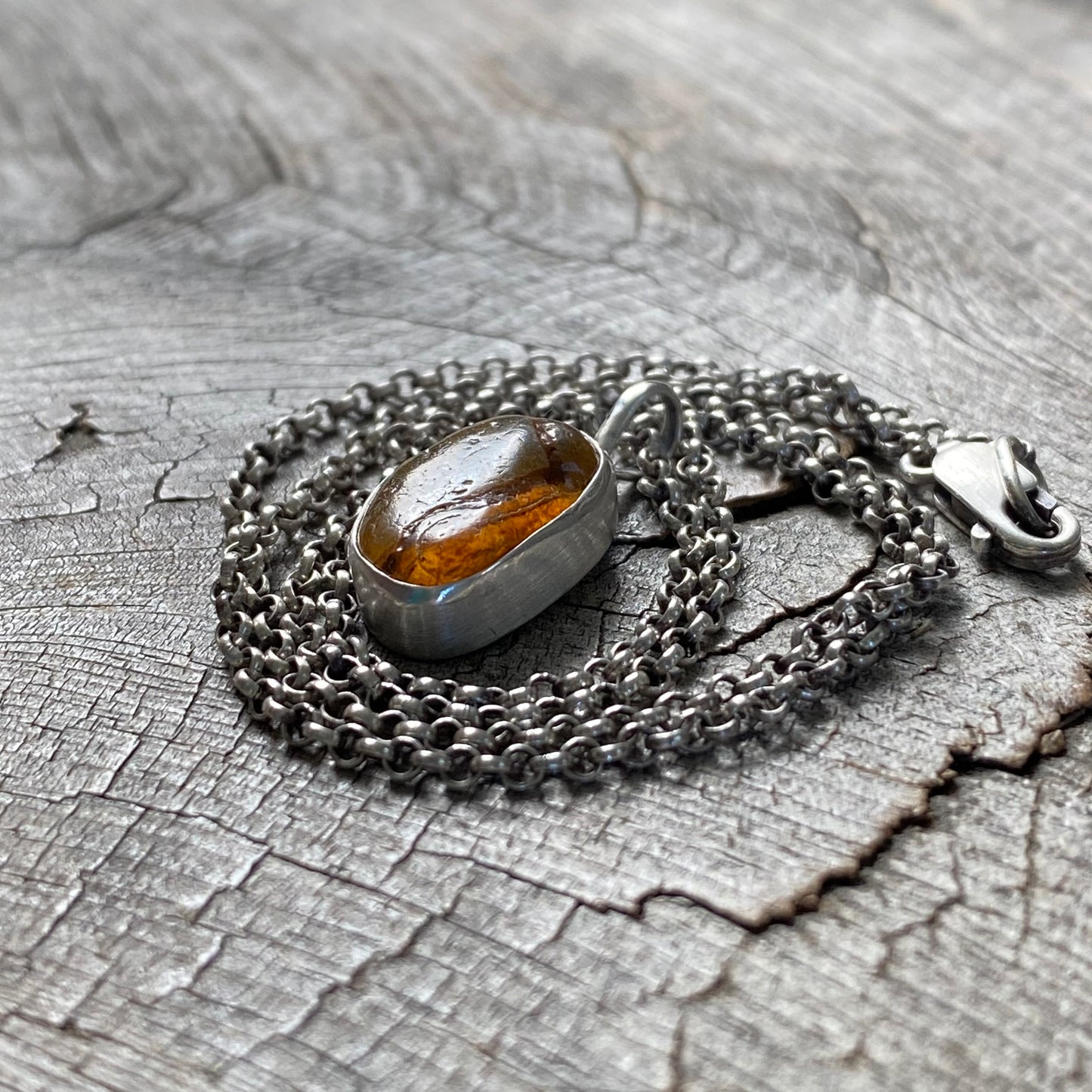 Ocean Tumbled Pacific Northwest Agate Pendant With Open Back