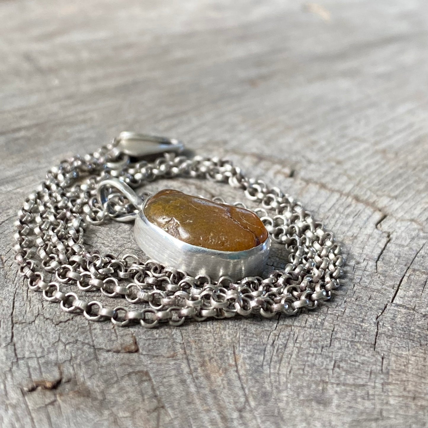 Ocean Tumbled Pacific Northwest Agate Pendant With Open Back
