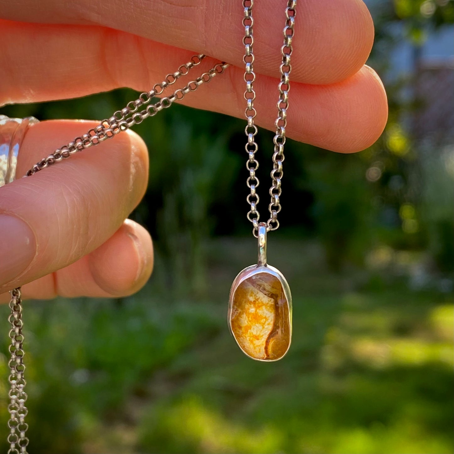 Ocean Tumbled Pacific Northwest Agate Pendant With Open Back