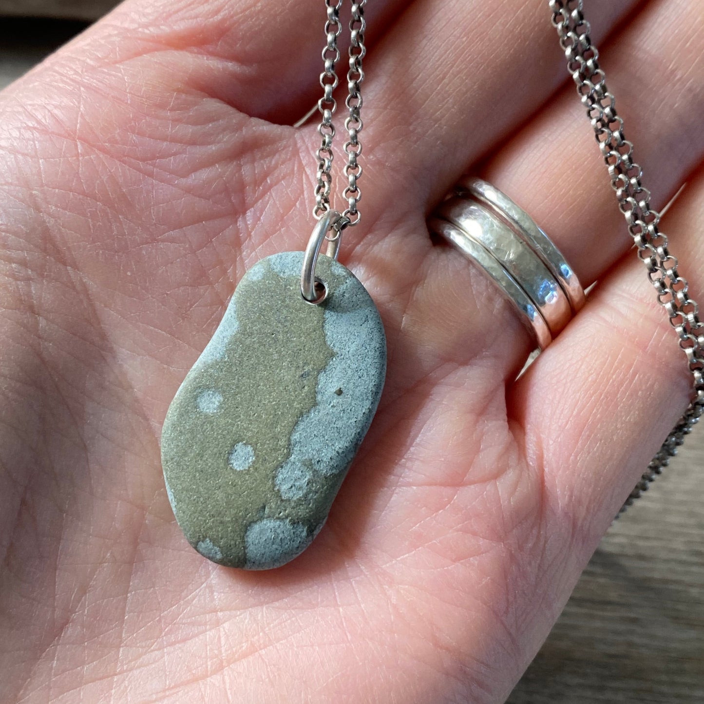 Ocean Tumbled Pacific Northwest Beach Stone Pendant