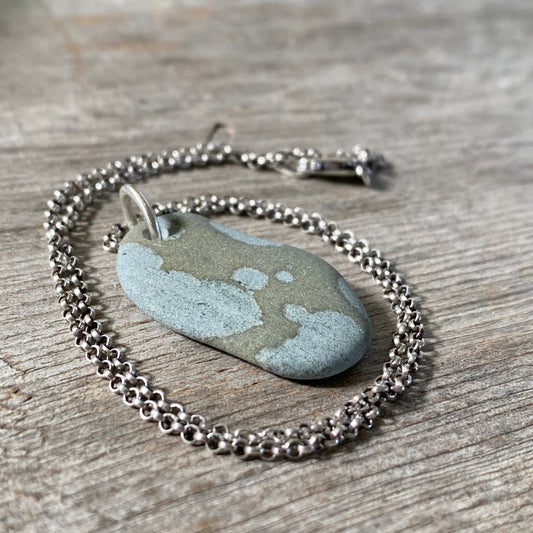Ocean Tumbled Pacific Northwest Beach Stone Pendant
